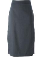 Brunello Cucinelli Knee Length Pencil Skirt, Women's, Size: 42, Grey, Silk/spandex/elastane/virgin Wool
