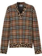 Burberry Vintage Check Leopard-trimmed Sweater - Neutrals
