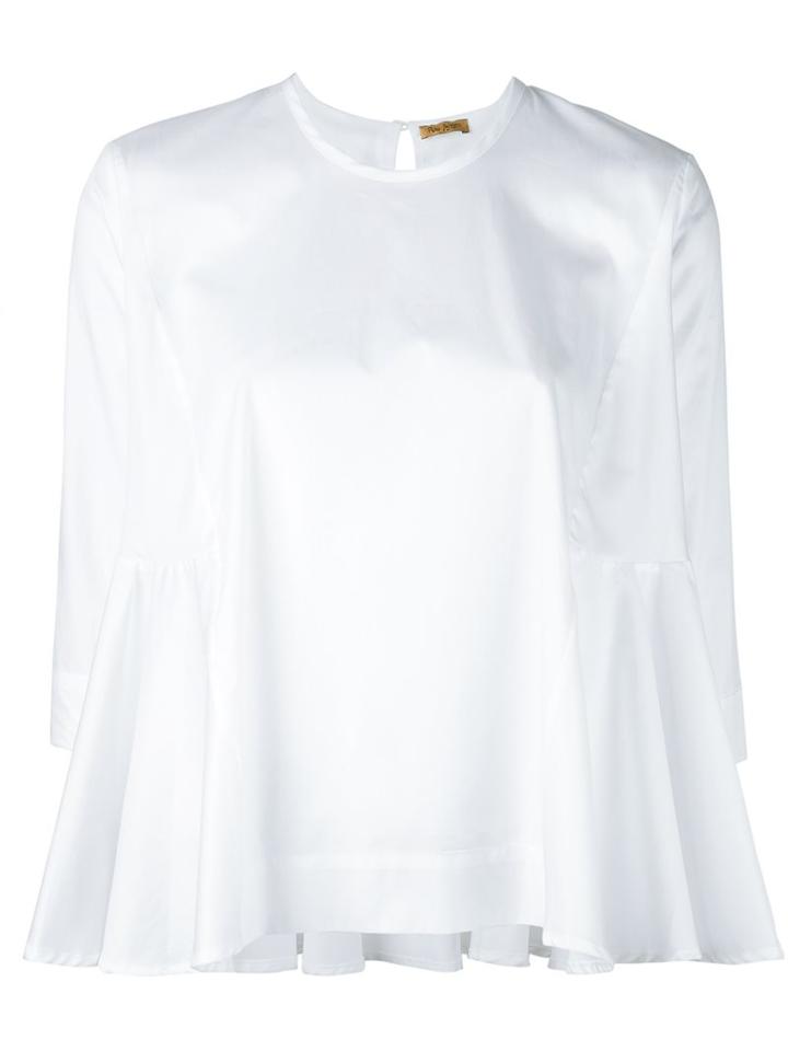 Peter Jensen Flared Hem Blouse, Women's, Size: Medium, White, Cotton