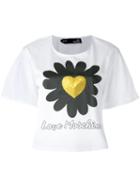 Love Moschino Sequins Heart T-shirt, Women's, Size: 44, White, Cotton/spandex/elastane/polyester