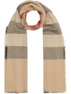 Burberry Fringed Check Cashmere Scarf - Yellow