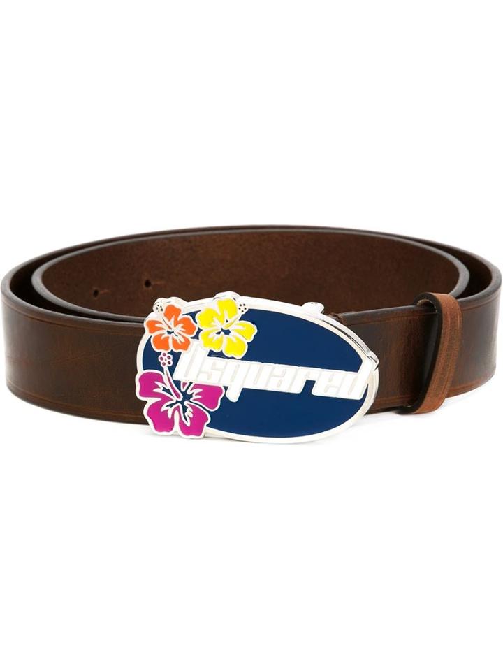 Dsquared2 Logo Buckle Belt, Men's, Size: 105, Brown, Leather/metal (other)