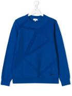Boss Kids Teen Ribbed Diagonal Pattern Sweater - Blue