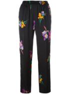 Etro Floral Print Cropped Trousers, Size: 48, Black, Viscose