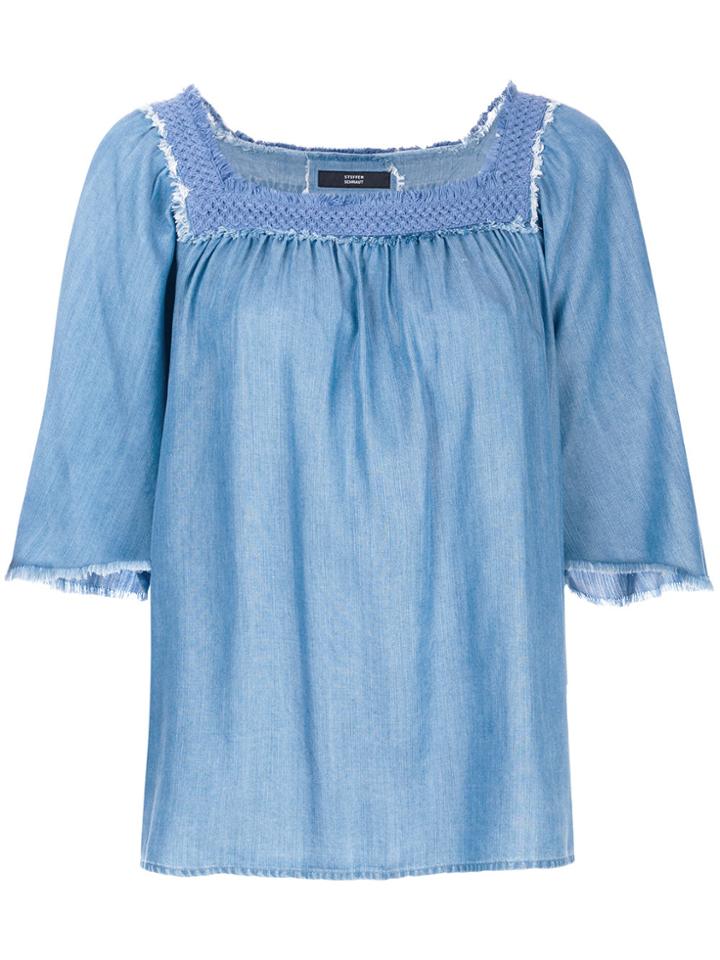 Steffen Schraut Embroidered Neck Blouse - Blue