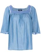 Steffen Schraut Embroidered Neck Blouse - Blue