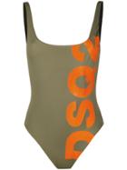 Dsquared2 Dsq2 Logo Printed Swimsuit - Green