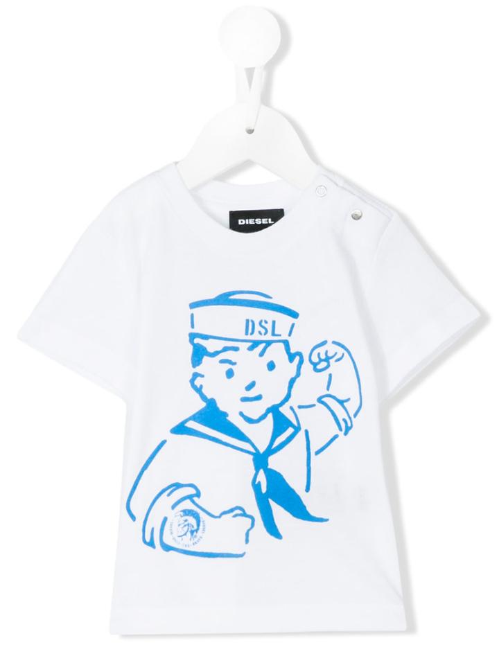 Diesel Kids - Tanub T-shirt - Kids - Cotton - 6 Mth, White