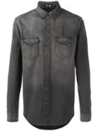 Blk Dnm Front Pockets Denim Shirt, Men's, Size: Large, Grey, Cotton