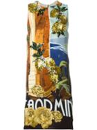 Dolce & Gabbana Taormina Print Embellished Dress, Women's, Size: 42, Nude/neutrals, Silk/acetate/viscose/polyester
