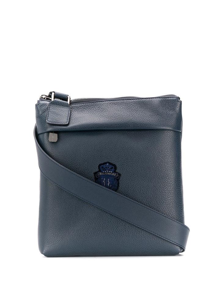 Billionaire Logo Patch Messenger Bag - Blue