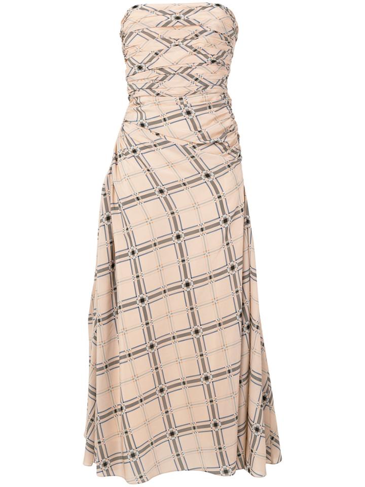 Fendi Strapless Geometric Printed Dress - Pink & Purple