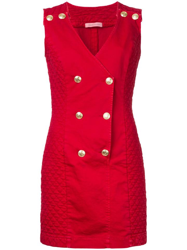 Pierre Balmain - Double Breasted Dress - Women - Cotton/spandex/elastane - 40, Red, Cotton/spandex/elastane