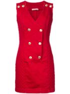 Pierre Balmain - Double Breasted Dress - Women - Cotton/spandex/elastane - 40, Red, Cotton/spandex/elastane