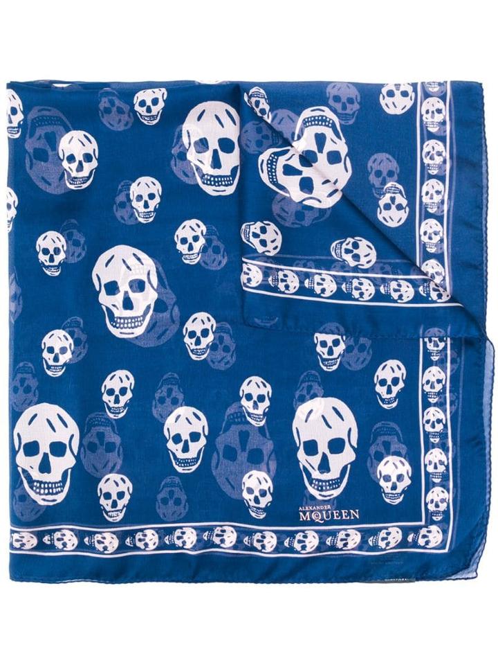Alexander Mcqueen Skull Pattern Scarf - Blue