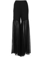 Caroline Constas Sheer Ruffled Palazzo Pants - Black