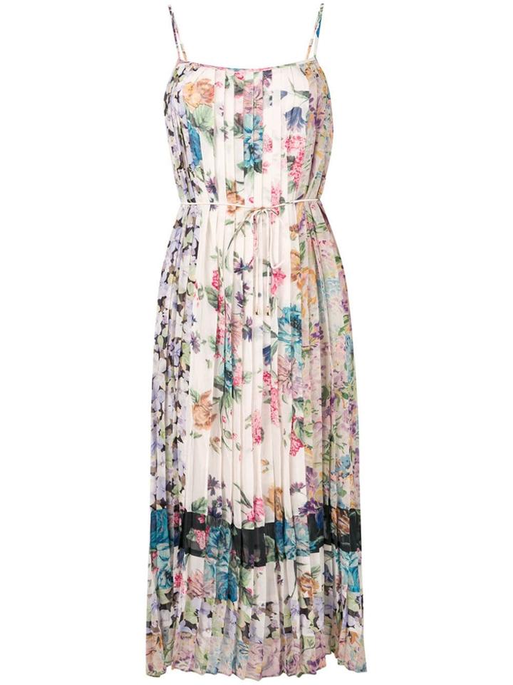 Zimmermann Floral Print Pleated Dress - Neutrals
