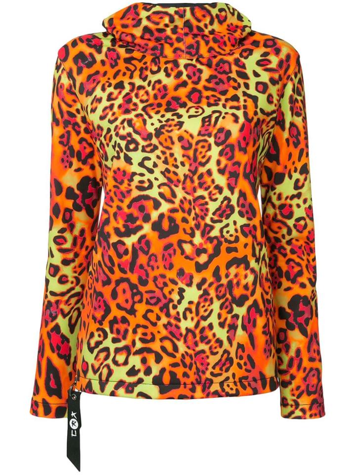 Kru Leopard Print Hooded Top - Orange