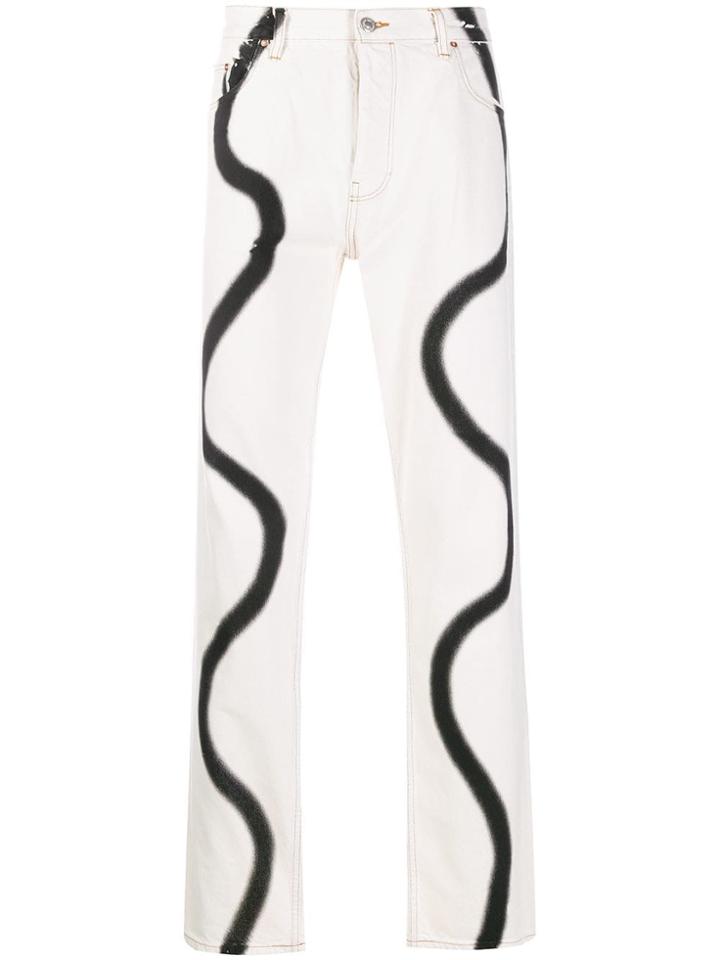 Martine Rose Squiggle Print Jeans - White