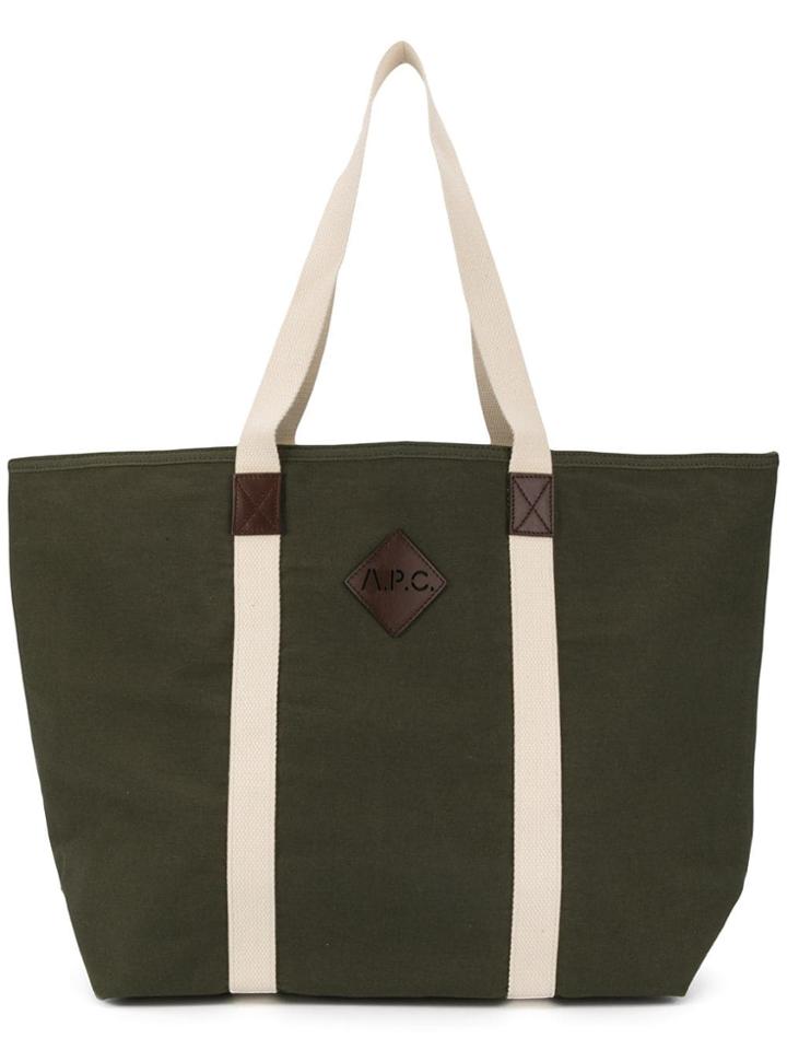 A.p.c. Logo Patch Shopper Tote - Green