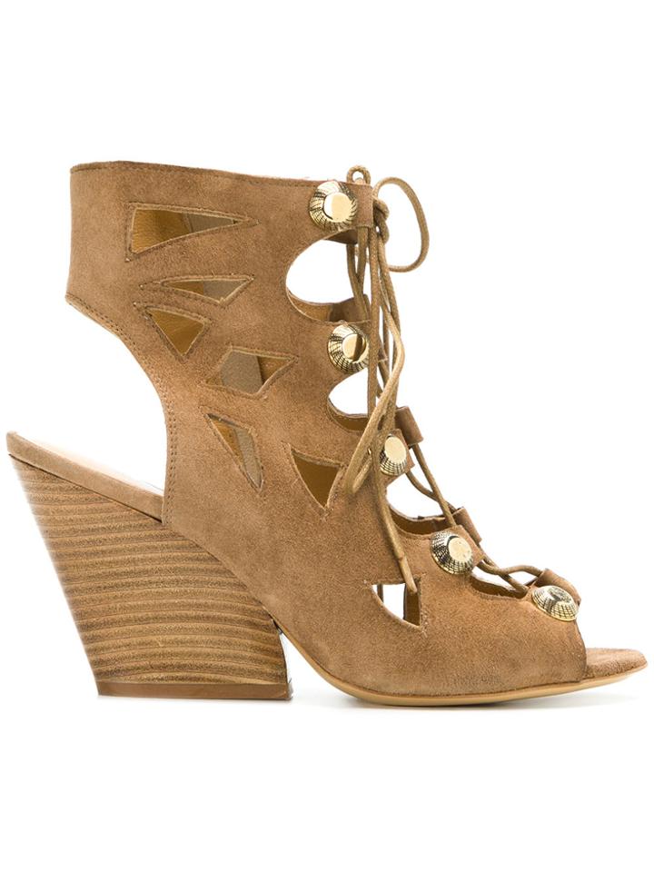Strategia Open-toe Lace-up Sandals - Brown