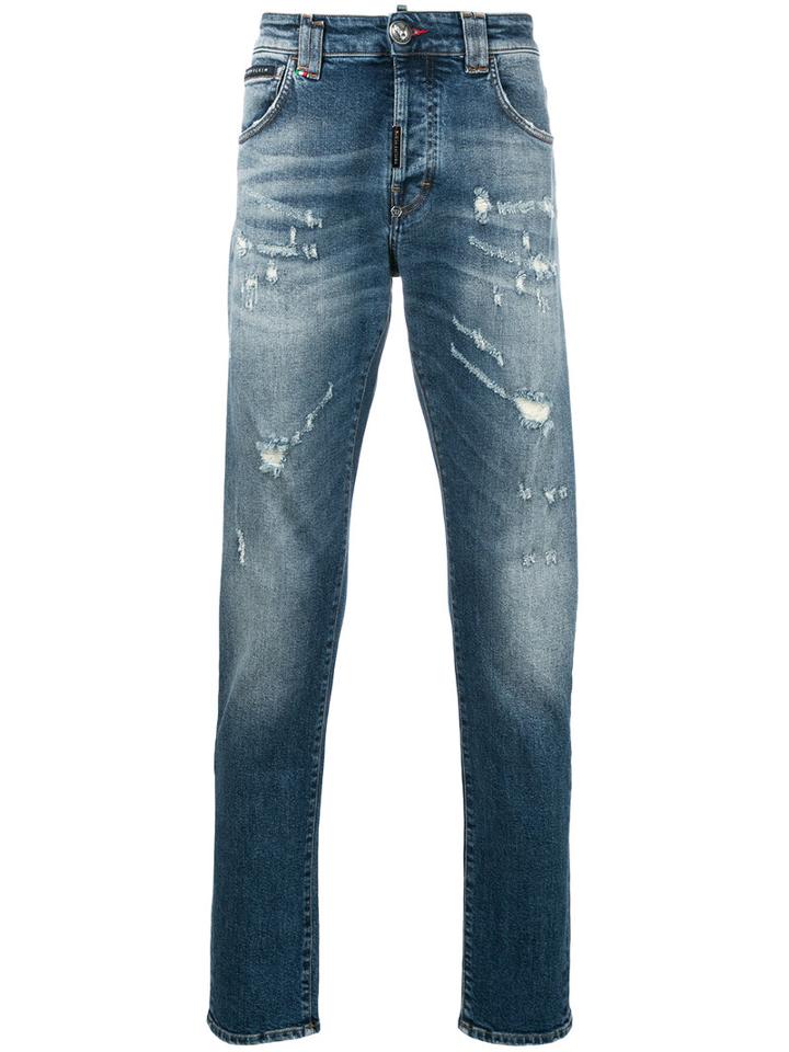 Philipp Plein - Distressed Jeans - Men - Cotton/spandex/elastane - 30, Blue, Cotton/spandex/elastane