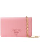 Prada Chain Logo Clutch - Pink & Purple
