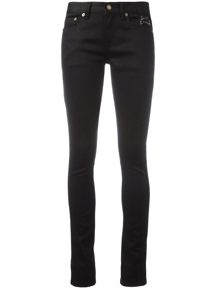 Saint Laurent Raw Low Waisted Skinny Jeans - Black