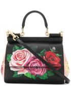 Dolce & Gabbana Mini Sicily Floral Shoulder Bag - Black