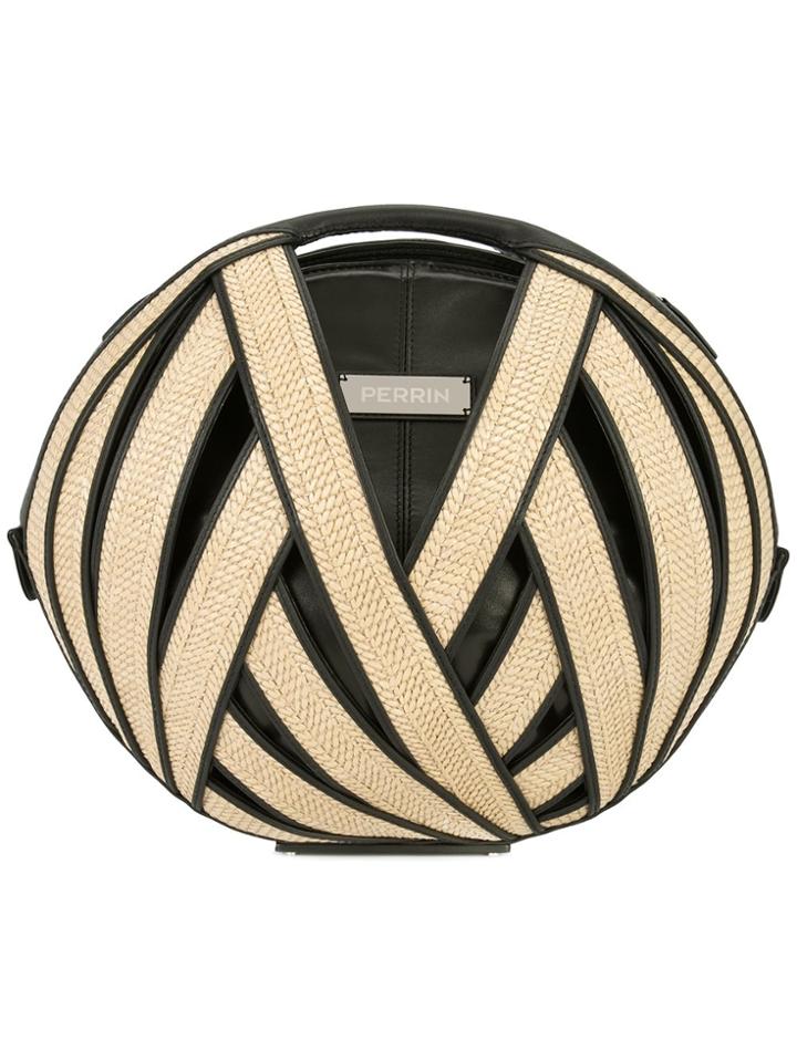 Perrin Paris Round Woven Shoulder Bag - Nude & Neutrals