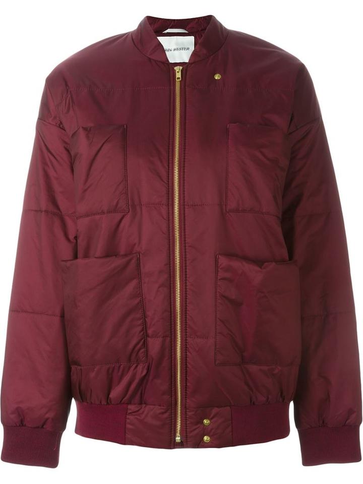Carin Wester Reva Bomber Jacket, Women's, Size: M, Red, Polyester/viscose/nylon