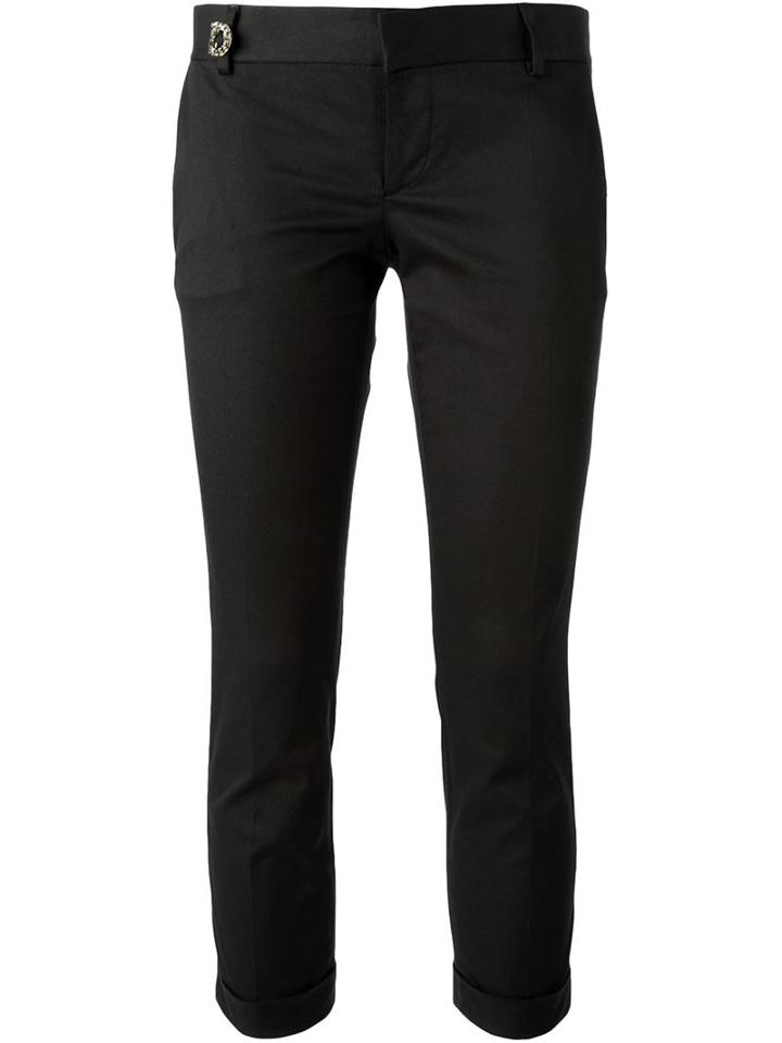 Dsquared2 Cropped Trousers, Women's, Size: 46, Black, Cotton/spandex/elastane