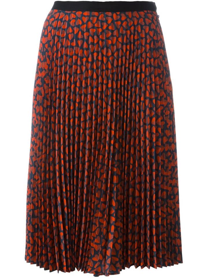 Ps Paul Smith Hearts Print Pleated Skirt