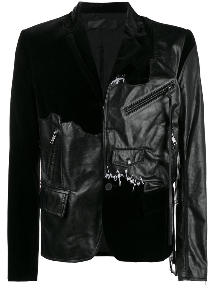 Haider Ackermann Transgressive Leather And Velvet Jacket - Black