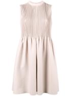 Valentino - Sleeveless Pleated Mini Dress - Women - Silk/virgin Wool - 40, Nude/neutrals, Silk/virgin Wool