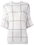 Brunello Cucinelli Striped Detailing Knit T-shirt, Women's, Size: Medium, Nude/neutrals, Silk/polyamide/cashmere