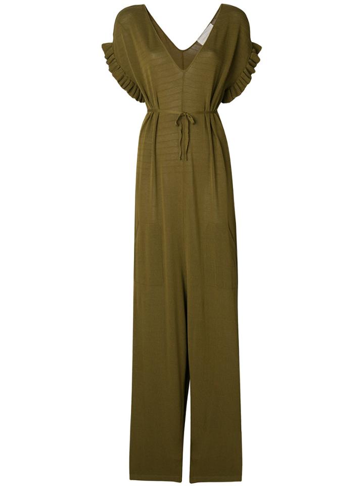 Chiara Bertani Frill Trim Jumpsuit - Green