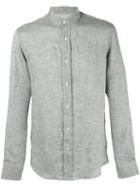 Brunello Cucinelli - Band Collar Shirt - Men - Linen/flax - Xxxl, Grey, Linen/flax