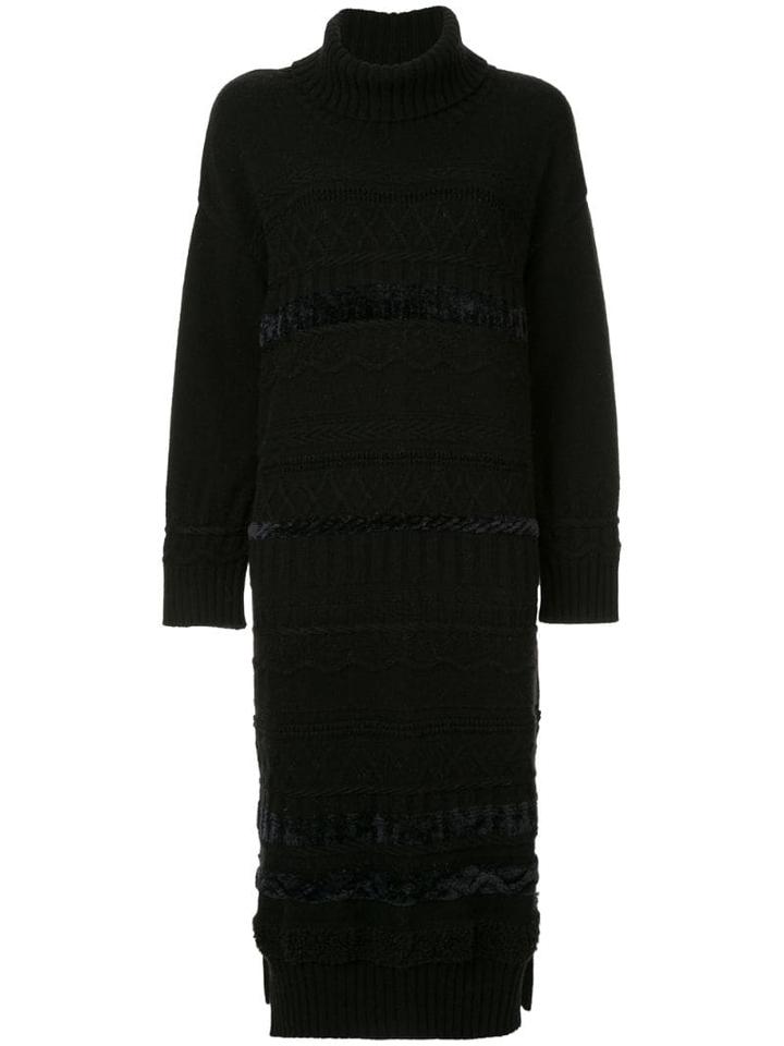Coohem Solid Tweedy Knit Dress - Black
