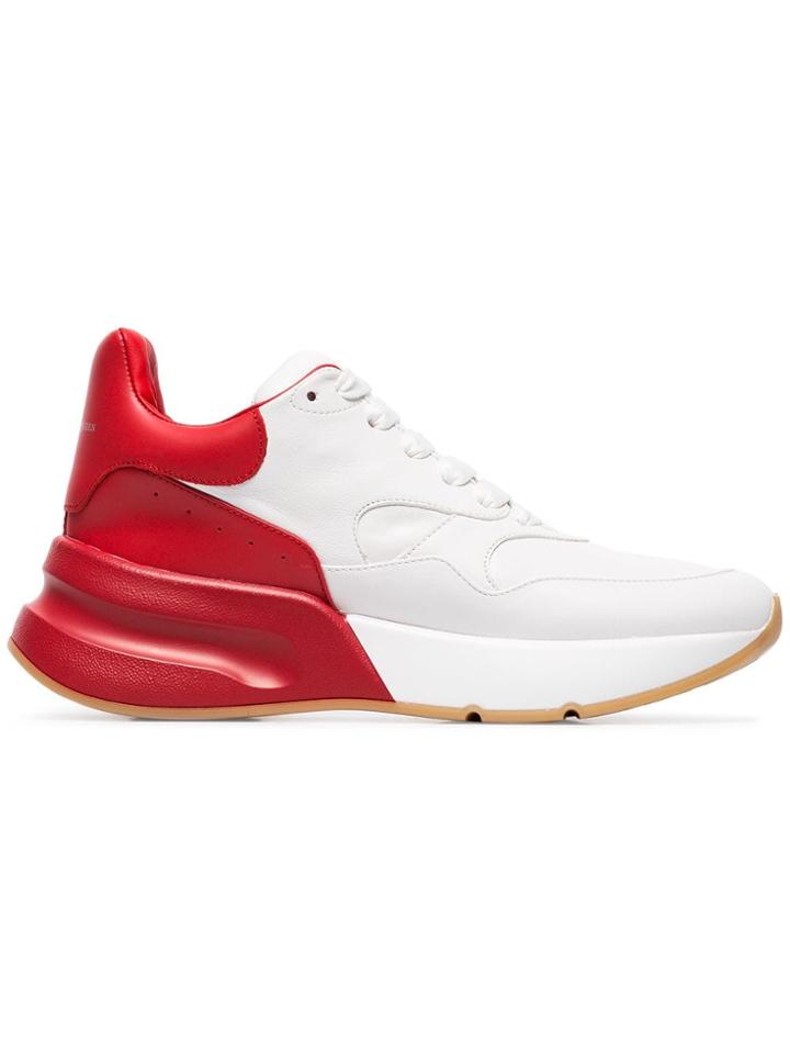 Alexander Mcqueen Red And White Contrast Leather Sneakers