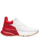 Alexander Mcqueen Red And White Contrast Leather Sneakers