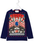 Gucci Kids Circus Print Long Sleeved T-shirt, Boy's, Size: 6 Yrs, Blue
