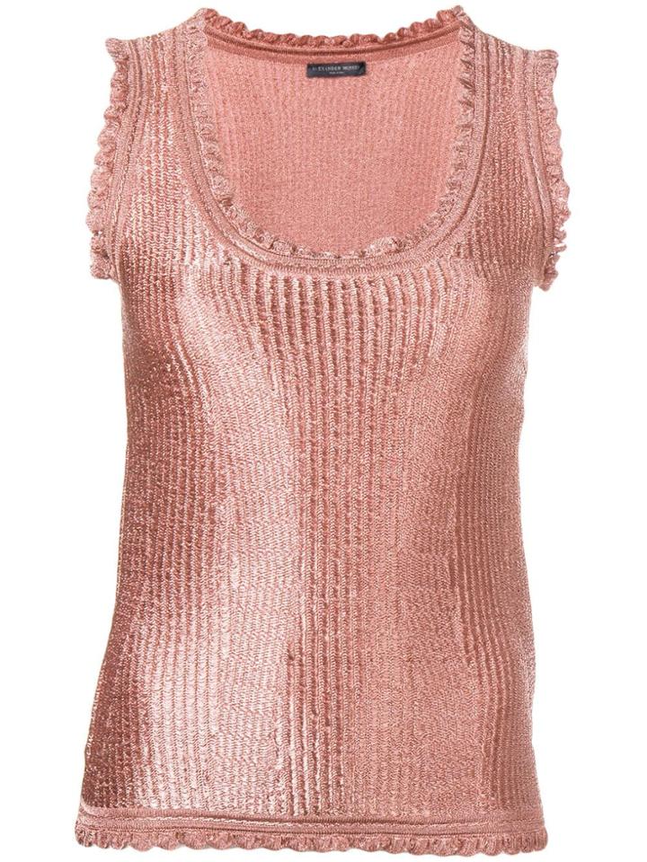 Alexander Mcqueen Ruffled Ribbed Tank - Pink