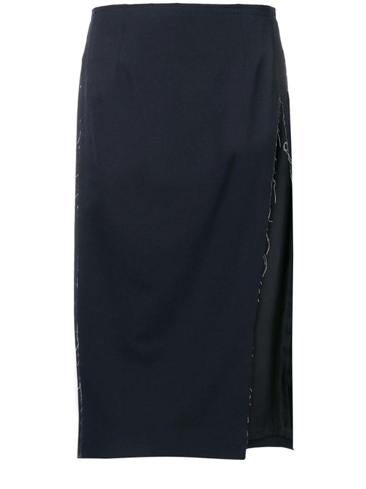 Comme Des Garçons Raw Edge Straight Skirt - Blue