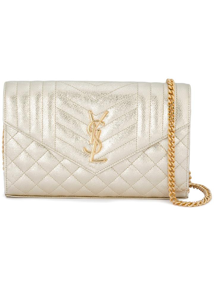 Saint Laurent - Monogram Shoulder Bag - Women - Calf Leather/metal (other) - One Size, Grey, Calf Leather/metal (other)