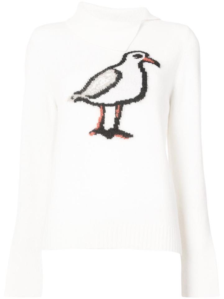 Oscar De La Renta Bird-intarsia Jumper - Nude & Neutrals