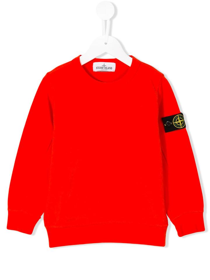 Stone Island Kids Patch Appliqué Sweatshirt, Boy's, Size: 12 Yrs, Yellow/orange
