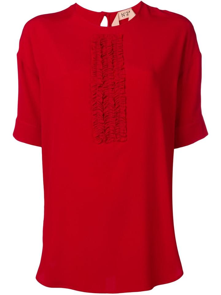 No21 Ruffle Panel T-shirt - Red