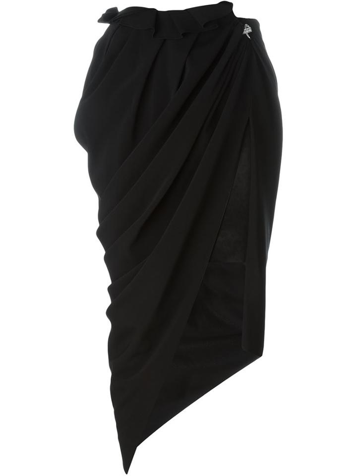 Lanvin Asymmetric Skirt, Women's, Size: 36, Black, Viscose/acetate/spandex/elastane/cupro
