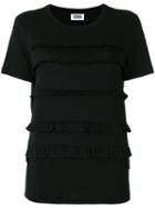 Sonia By Sonia Rykiel Ruffled Detail T-shirt, Women's, Size: Large, Black, Cotton/lyocell